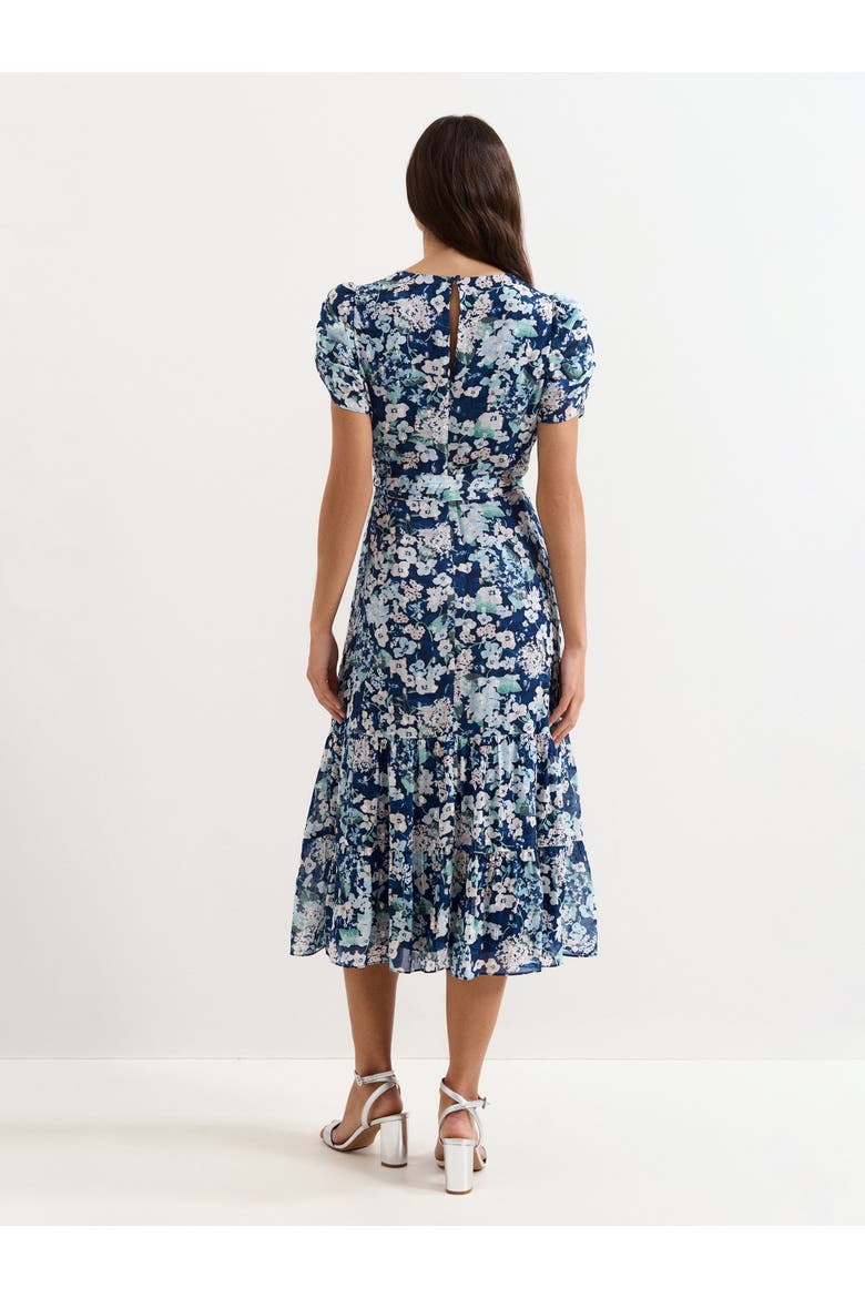 Azalea Floral Dress, Alternate, color, Indigo