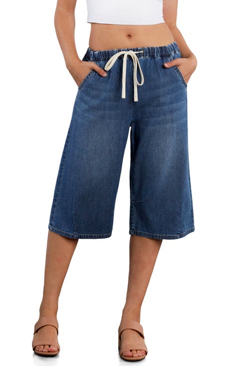 Relaxed Drawstring Denim Jorts