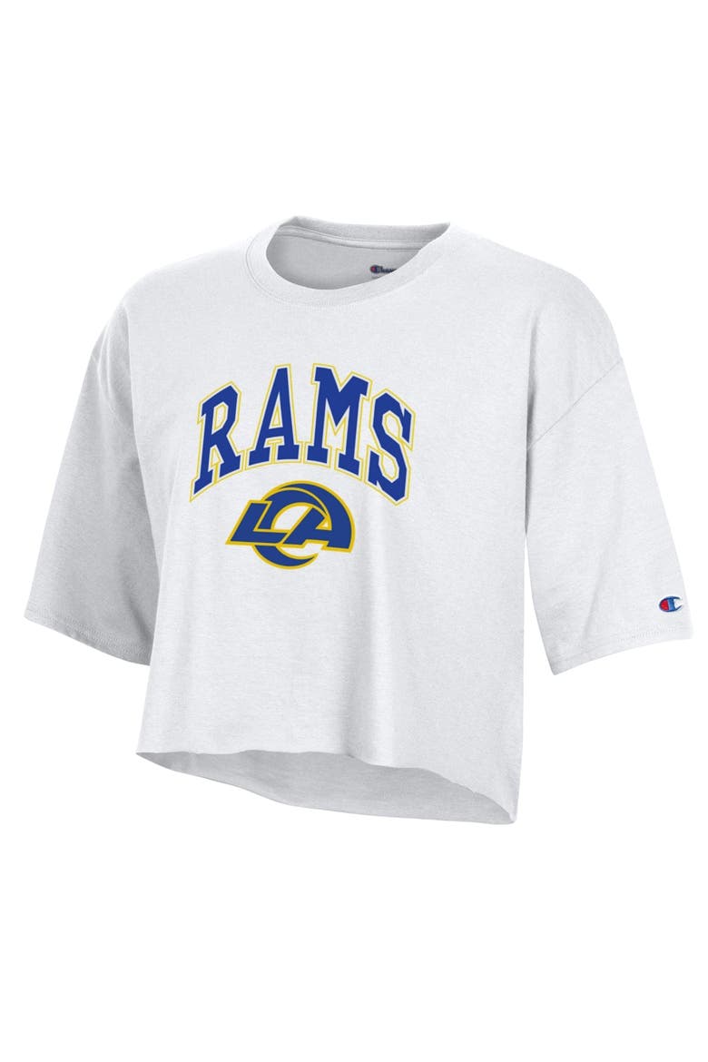 Women's Champion White Los Angeles Rams Boyfriend Cropped T-Shirt, Alternate, color, White