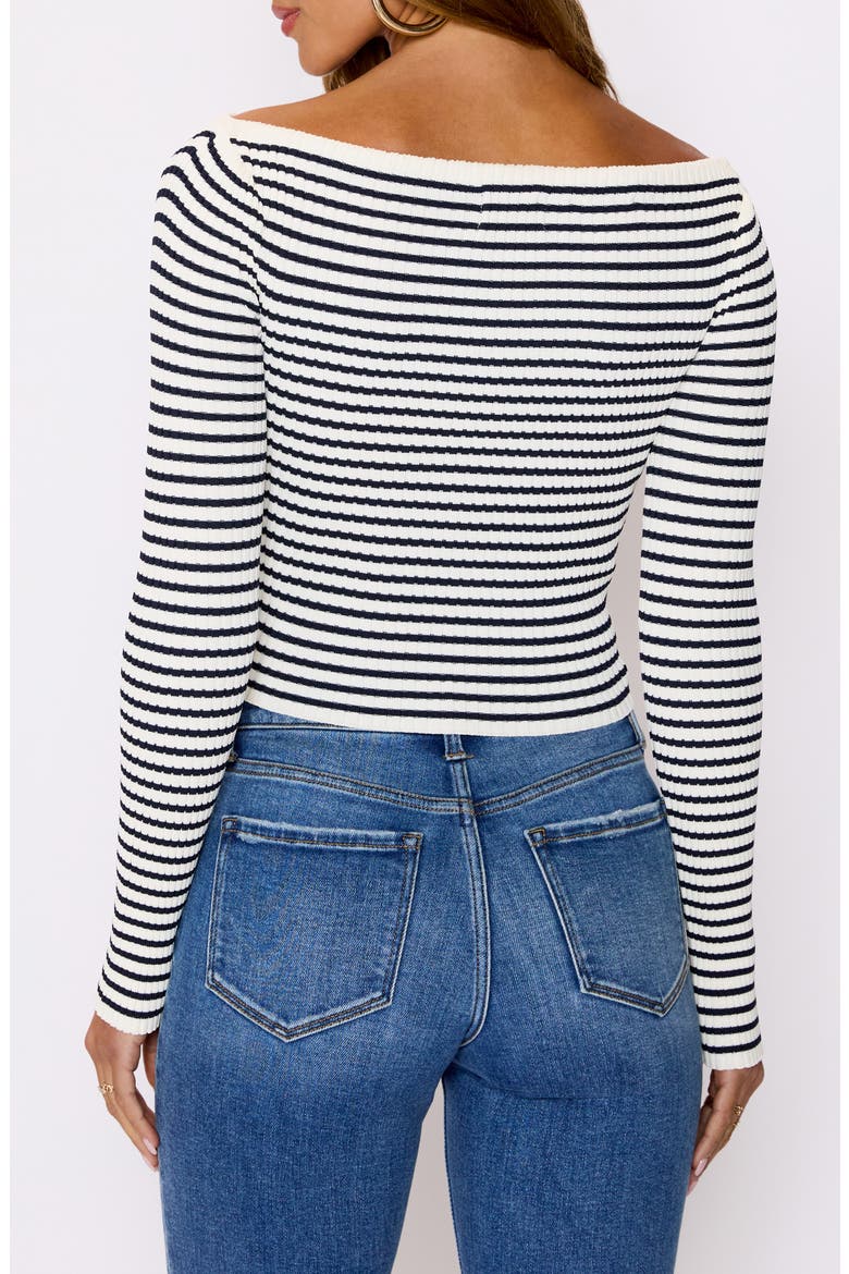 Merci Stripe Off the Shoulder Sweater, Alternate, color, CREAM STRIPE