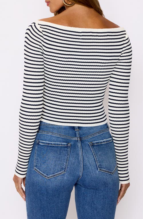 Vici Collection Merci Stripe Off The Shoulder Sweater In Gray
