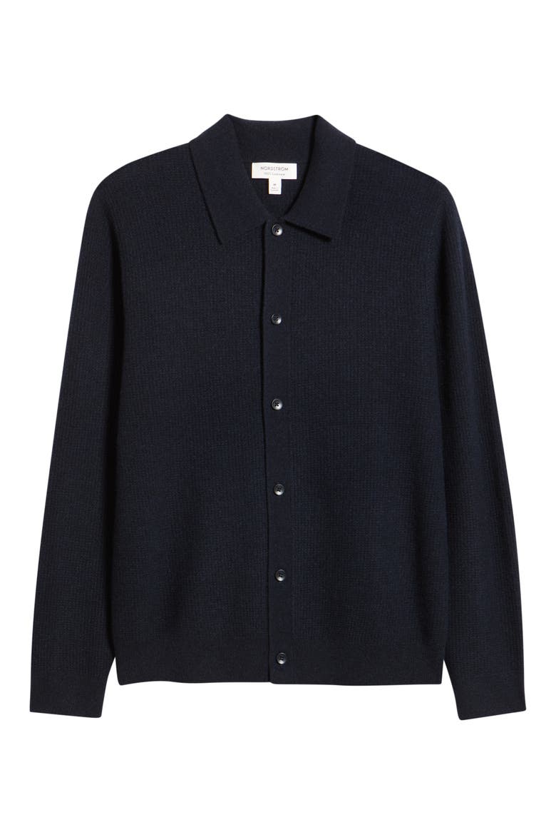Lux Cashmere Cardigan Sweater, Alternate, color, NAVY NIGHT MARL