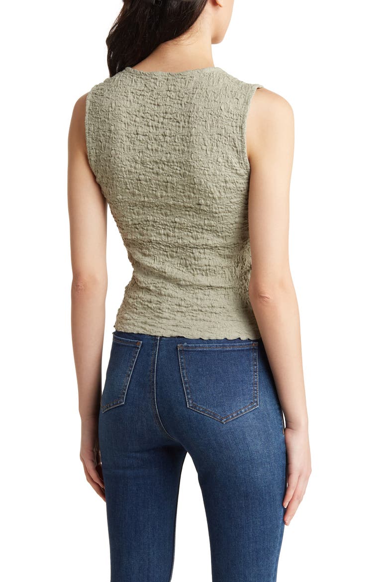 Popcorn Knit Twist Front Sleeveless Crop Top, Alternate, color, FORGOTTEN LANDSCAPE