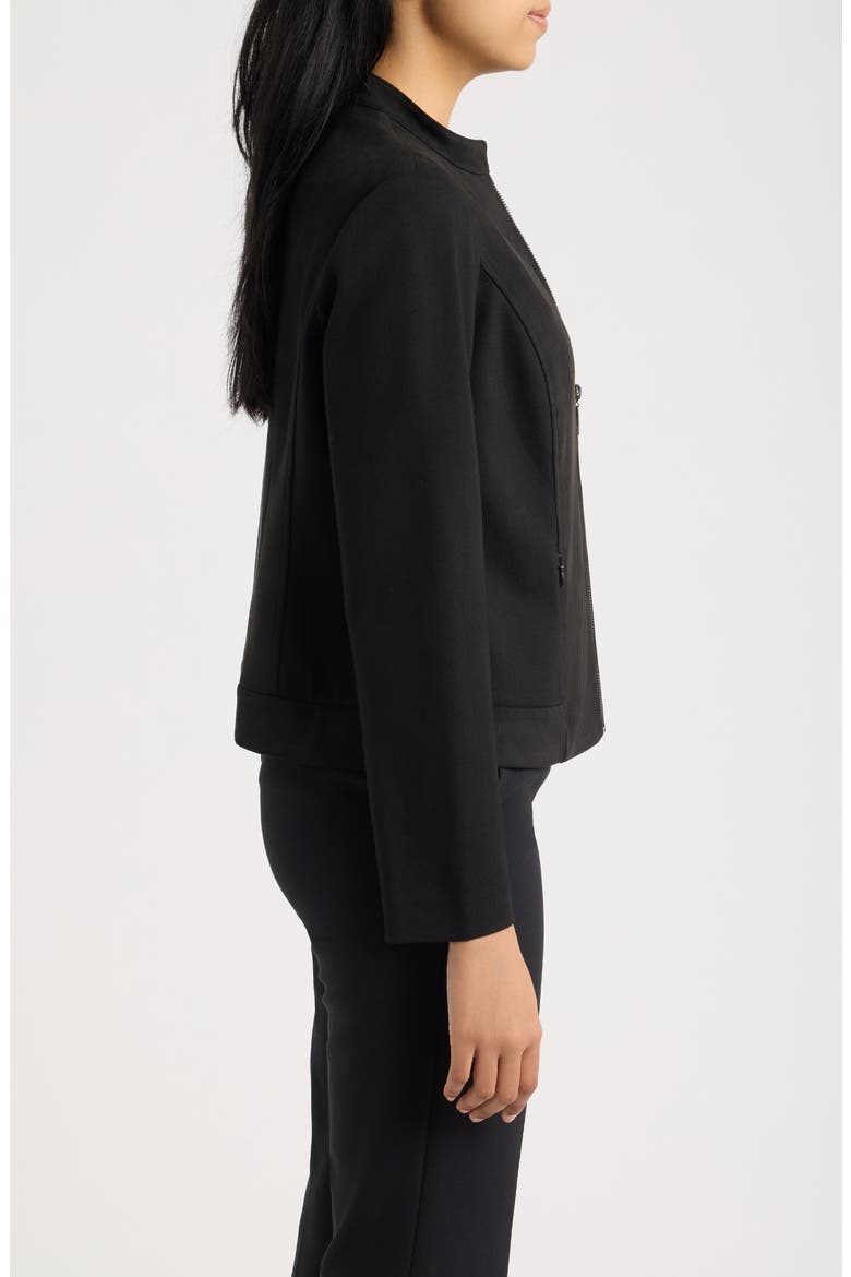 Faux Suede Moto Jacket, Alternate, color, ANNE BLACK