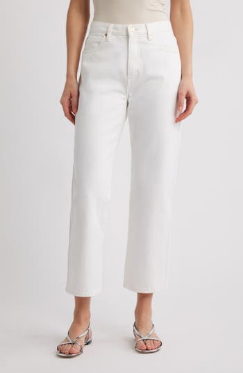 Frame The Pencil Crop High Waist Ankle Slim Straight Leg Jeans In White