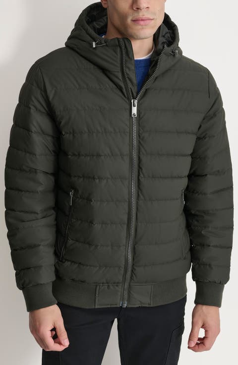 Rubberized Front Zip Puffer Jacket