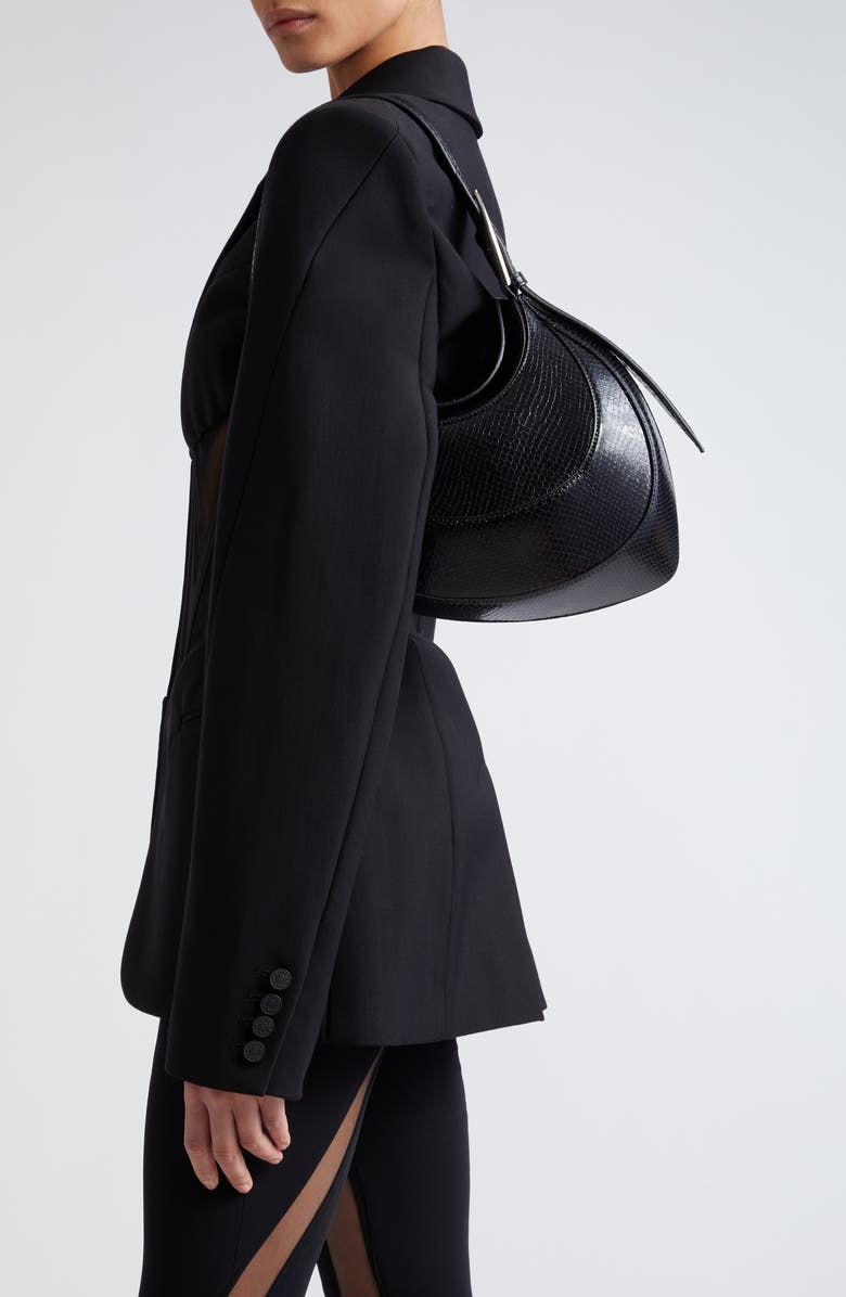 MUGLER Spiral Curve 02 Snakeskin Embossed Leather Shoulder Bag, Alternate, color,