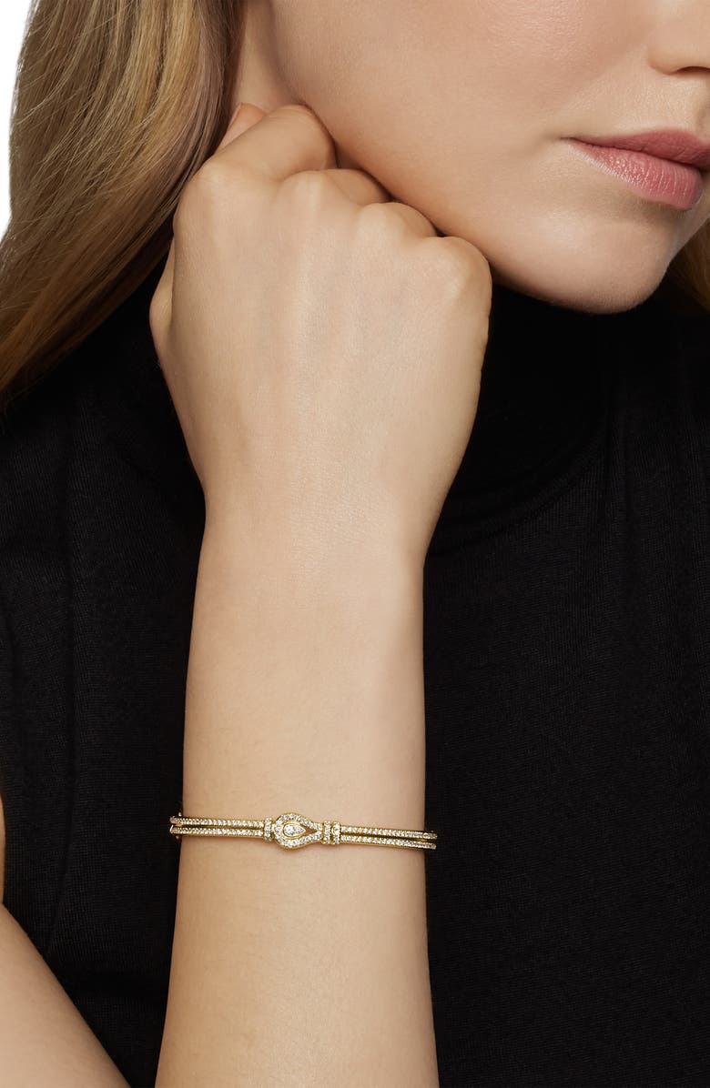 David Yurman Thoroughbred Loop Bracelet in 18K Yellow Gold with Full Pavé Diamonds, Alternate, color, 