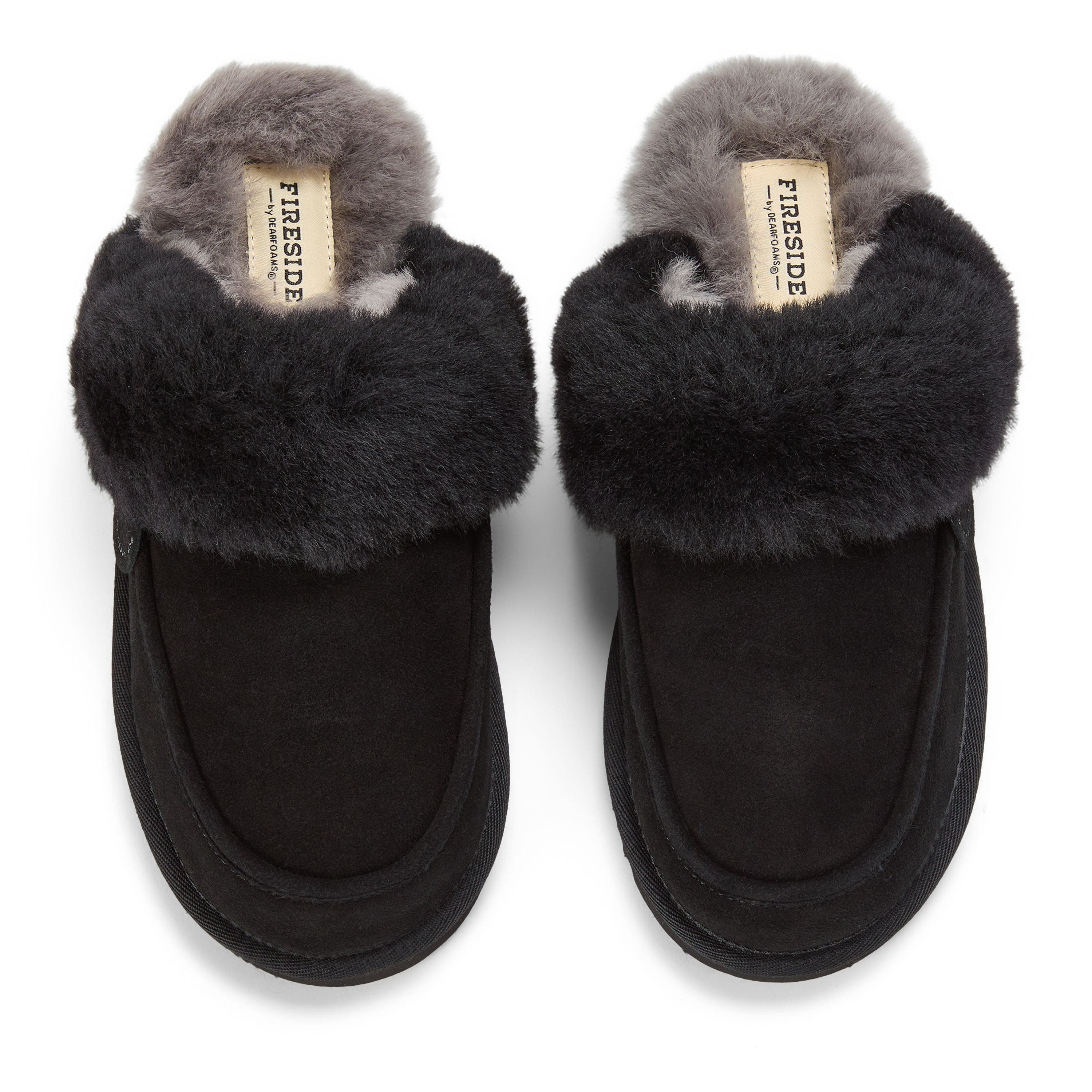 DEARFOAMS Fireside Melville Genuine Shearling Scuff Slipper, Alternate, color, Black