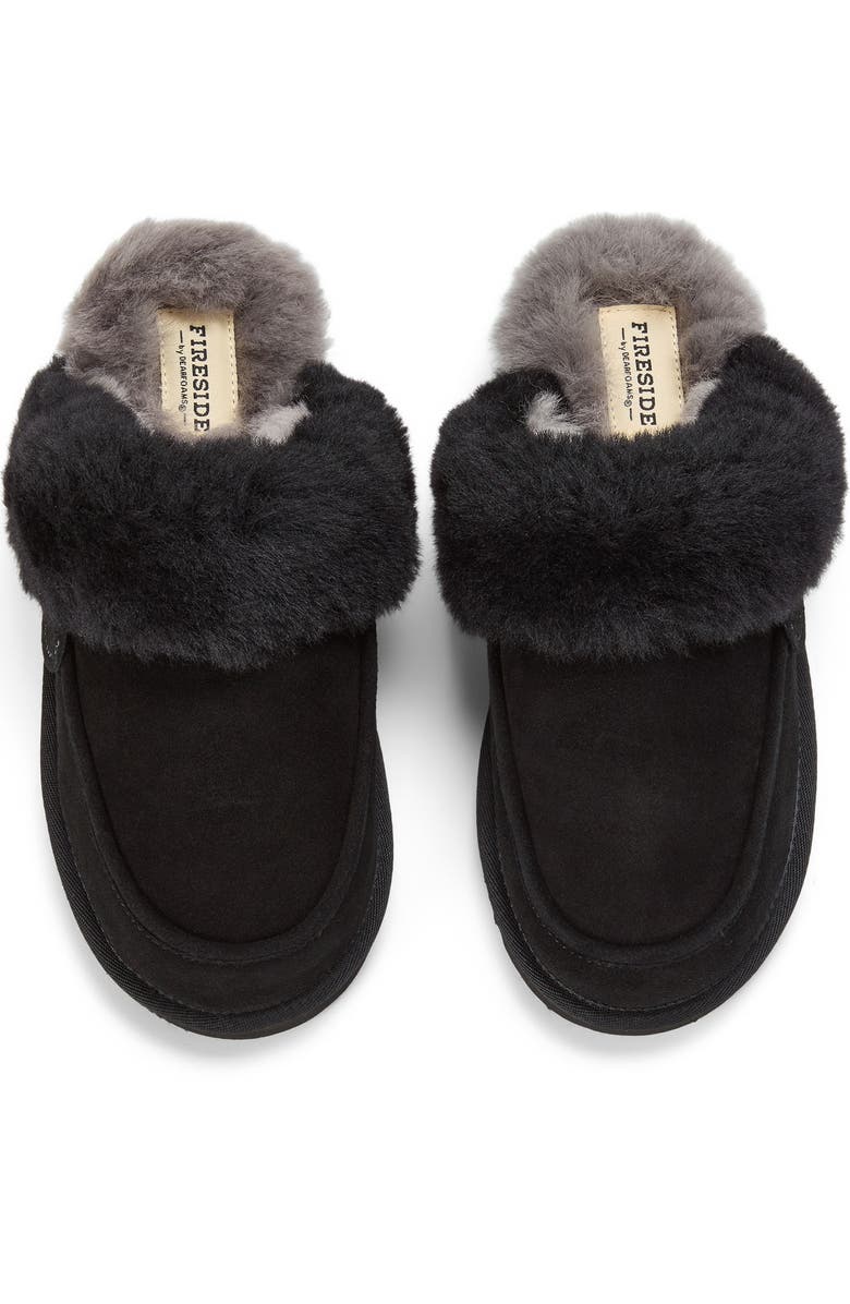 DEARFOAMS Fireside Melville Genuine Shearling Scuff Slipper, Alternate, color, Black