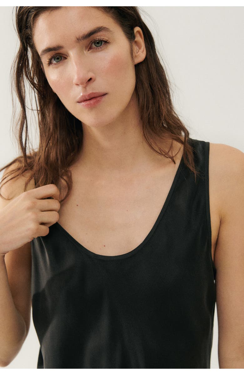 SILK LAUNDRY SCOOP NECK DRESS BLACK, Alternate, color, 