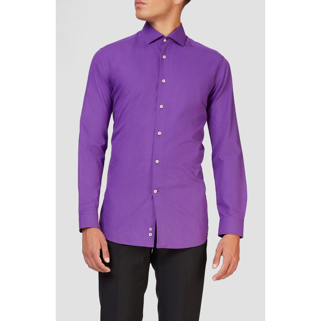 Opposuits Purple Prince Modern Tailored Fit Wrinkle Resistant Button-up Shirt In Purple