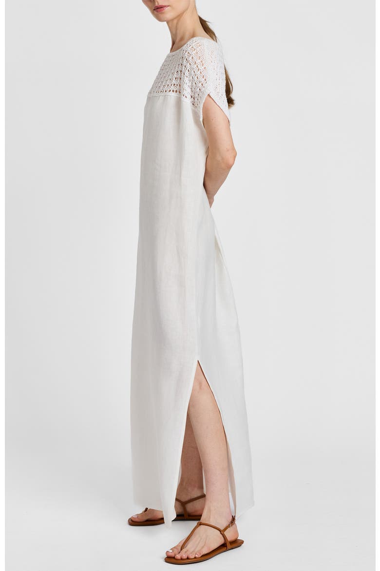 Harmony Crocheted Cap Sleeve Linen Maxi Dress, Main, color, Ivory