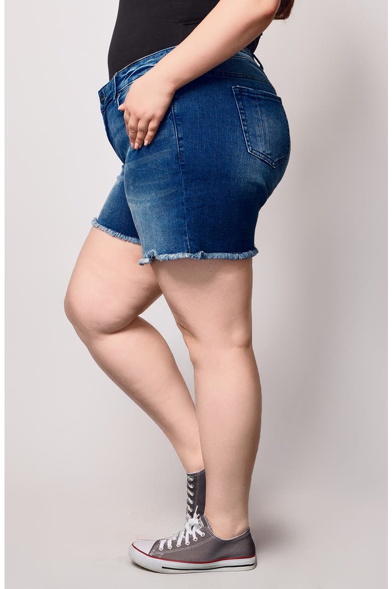 Frayed Denim Shorts, Alternate, color, ELIANA