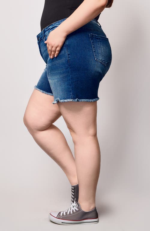 Slink Jeans Frayed Denim Shorts In Blue