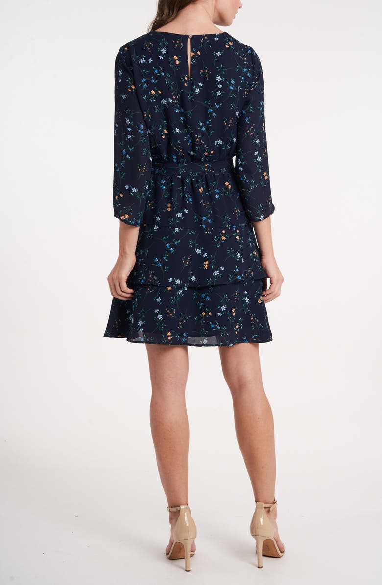 CeCe Floral Print Three Quarter Sleeve Dress, Alternate, color, 