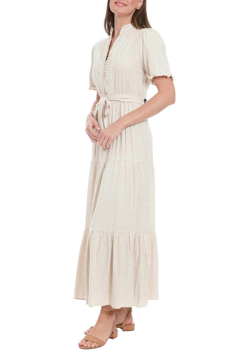 Stripe Short Sleeve Cotton Seersucker Maxi Dress, Alternate, color, IVORY CREAM/ WHITE