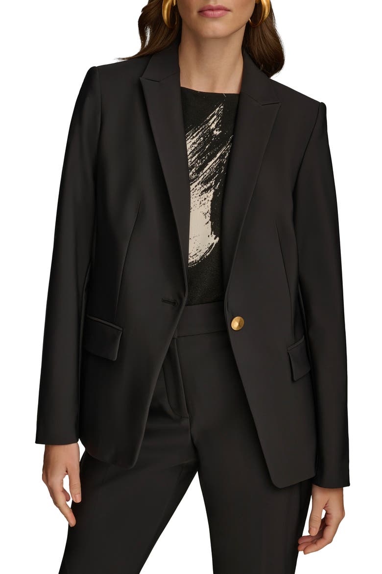 One-Button Blazer, Main, color, BLACK