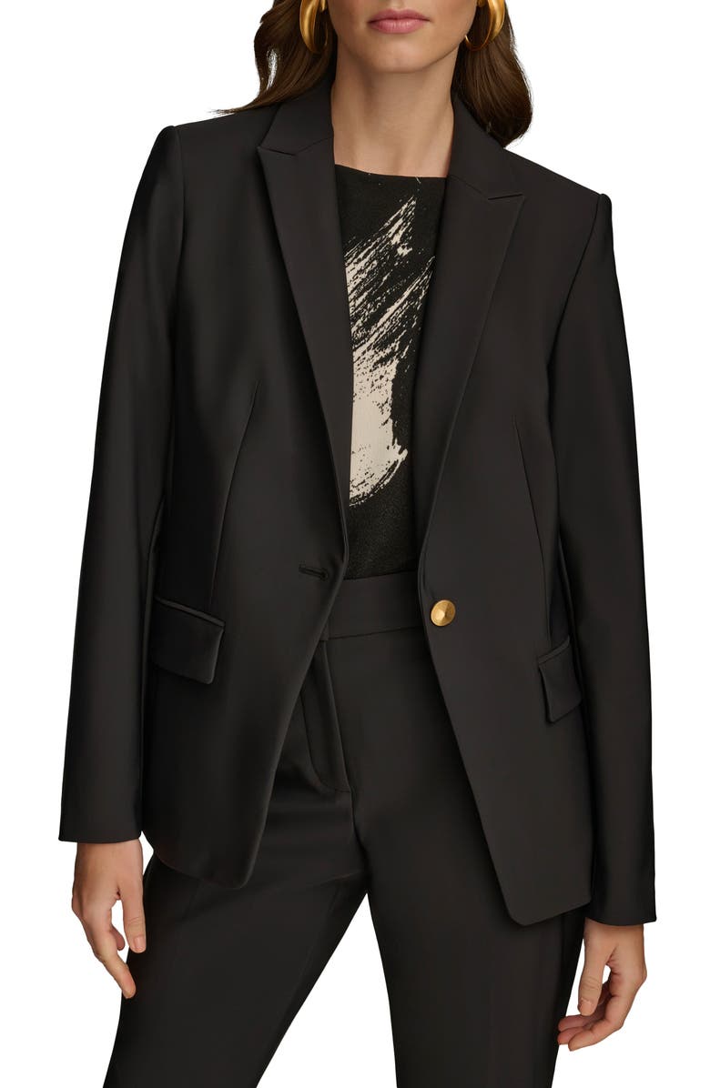 Donna Karan New York One-Button Blazer, Main, color, Black