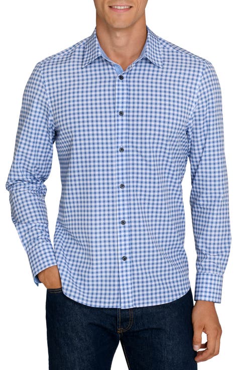 Slim Fit Coastal Tartan Performance Stretch Long Sleeve Shirt