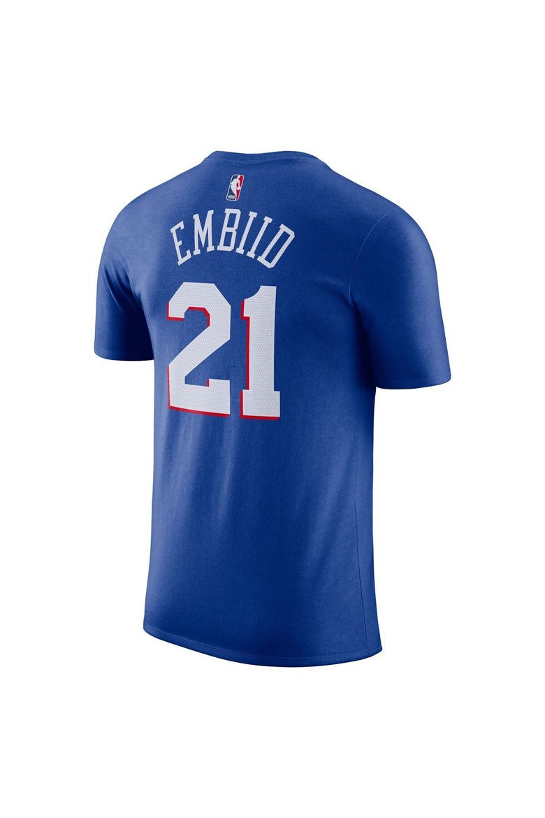 Men's Nike Joel Embiid Royal Philadelphia 76ers Icon 2022/23 Name & Number T-Shirt, Alternate, color, Royal