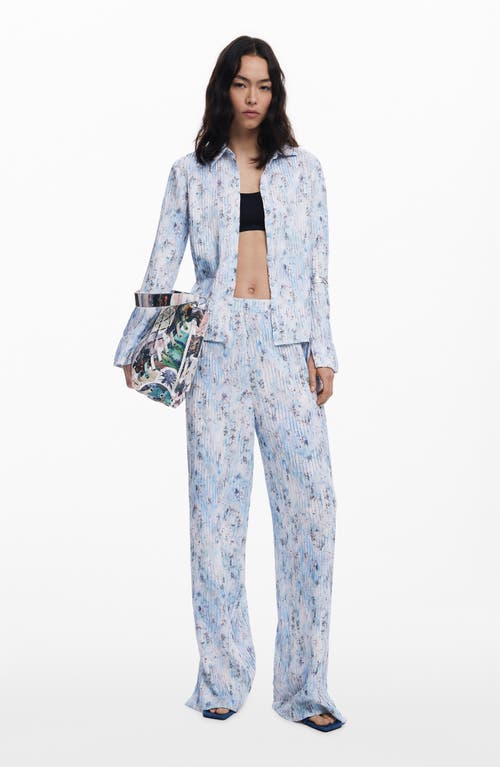Desigual Women's Pleated Stretch Shirt In Blue