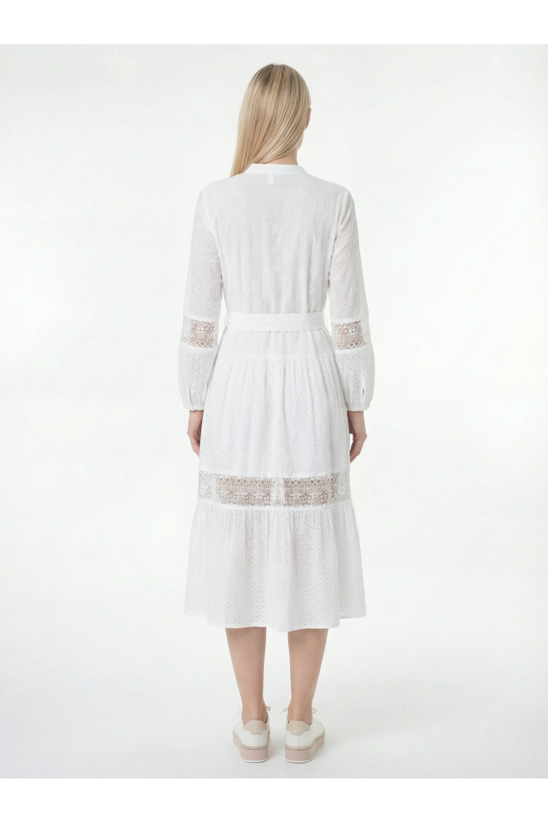 Eyelet Border Dress, Alternate, color, White