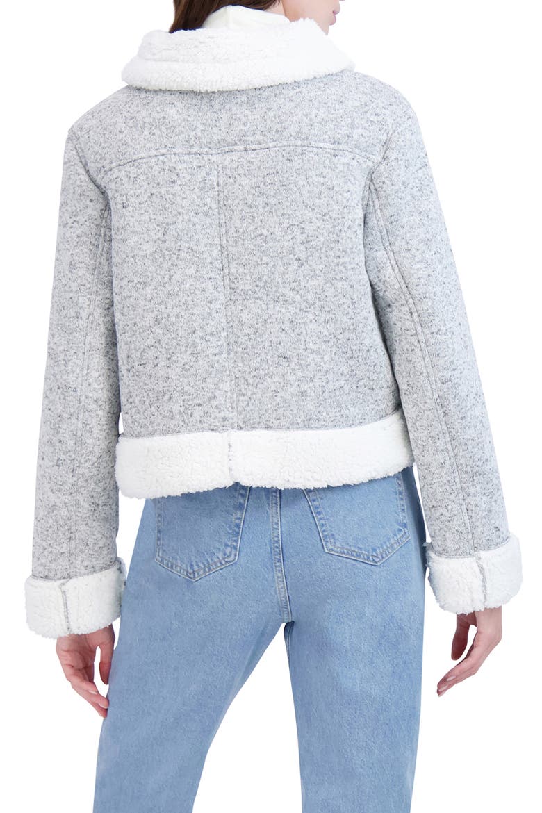 Faux Shearling Sweater Moto Jacket, Alternate, color, HEATHER GREY