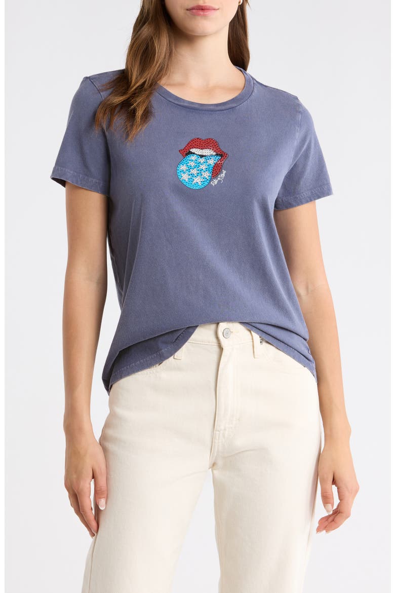 Rolling Stones Graphic Embellished Cotton T-Shirt, Main, color, NIGHT SHADOW BLUE
