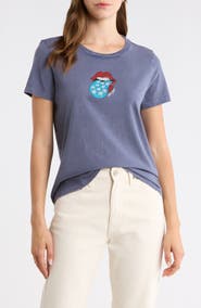 Lucky Brand Rolling Stones Graphic Embellished Cotton T-Shirt
