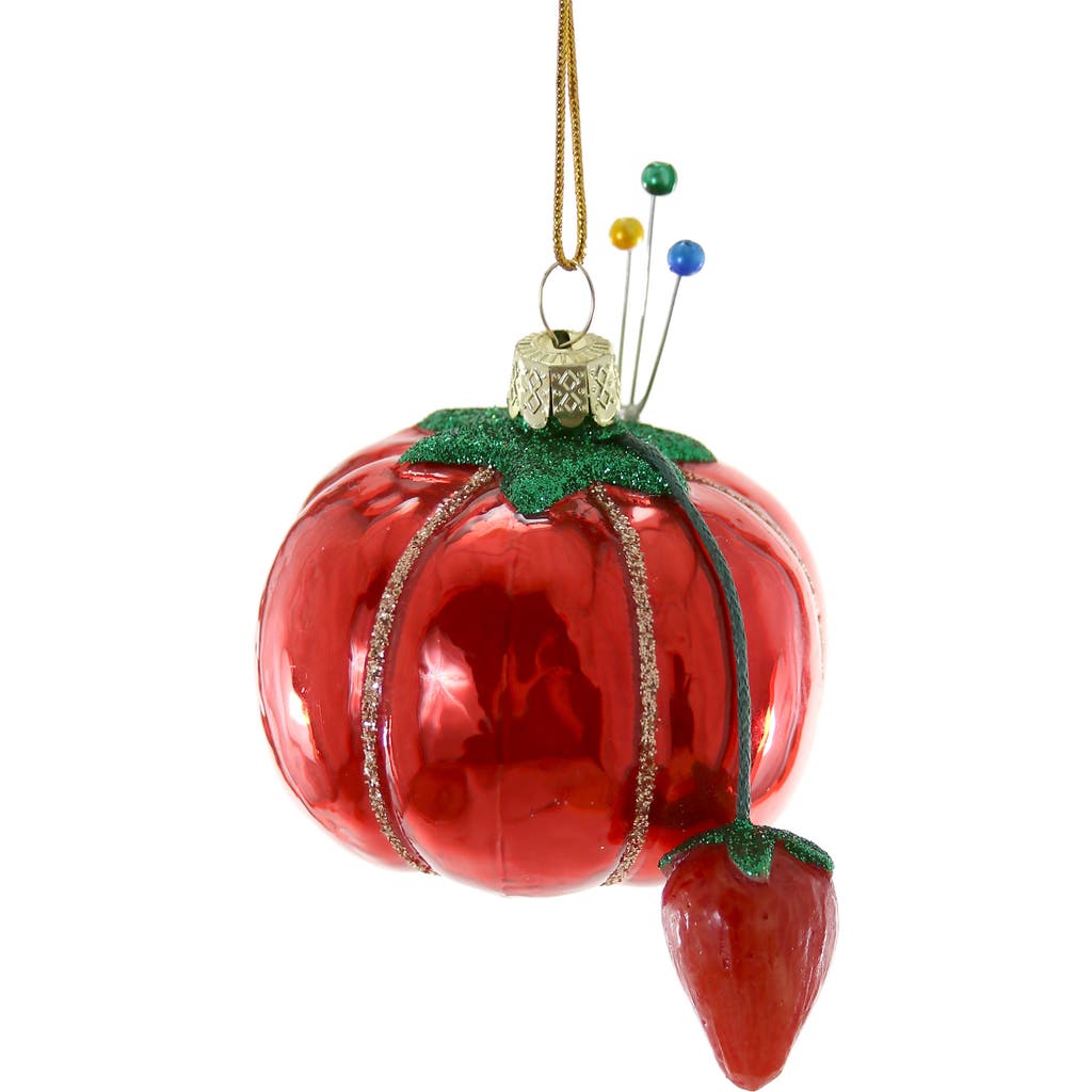 Cody Foster & Co. Vintage Pin Cushion Glass Ornament In Red