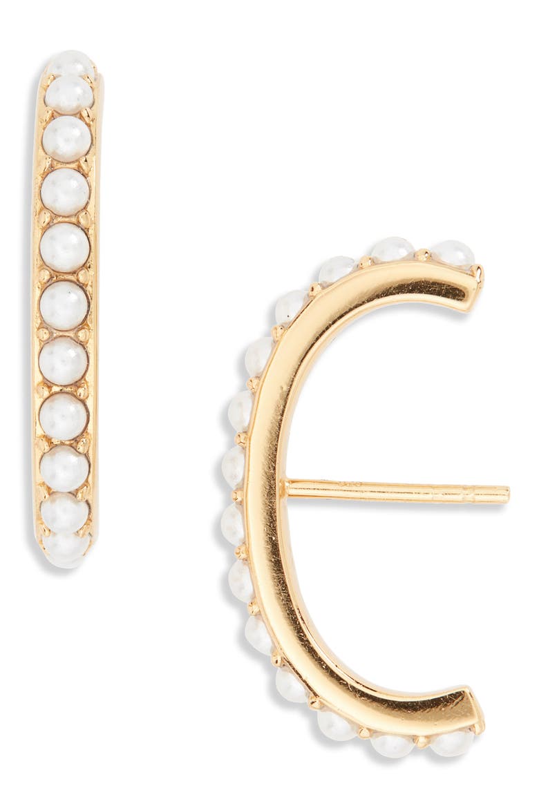 Argento Vivo Imitation Pearl Suspender Stud Earrings, Main, color, GOLD