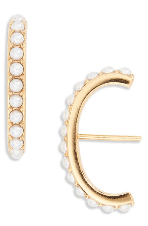 Argento Vivo Imitation Pearl Suspender Stud Earrings