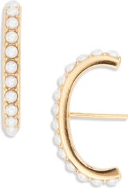 Argento Vivo Sterling Silver Argento Vivo Imitation Pearl Suspender Stud Earrings