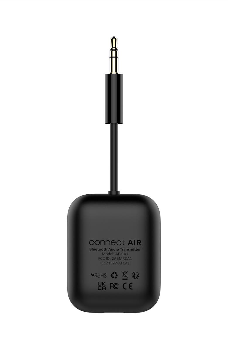 MEE audio Connect Air In-Flight Bluetooth Wireless Audio Transmitter for AirPods & Headphones, Alternate, color, Black