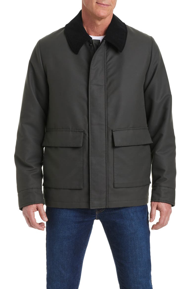 Waxed Barn Jacket, Alternate, color, DARK OLIVE