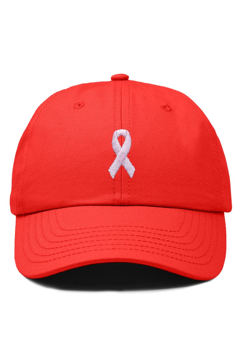 Pink Ribbon Dad Cap, Main, color, Red