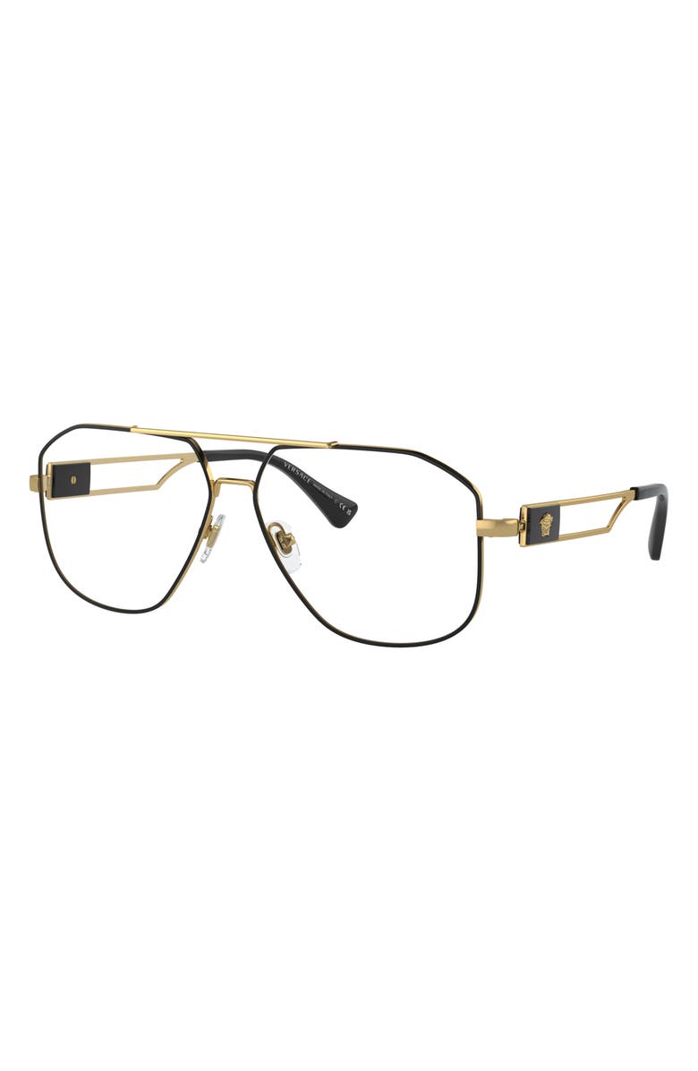 Versace 57mm Pilot Optical Glasses, Alternate, color, Black Gold