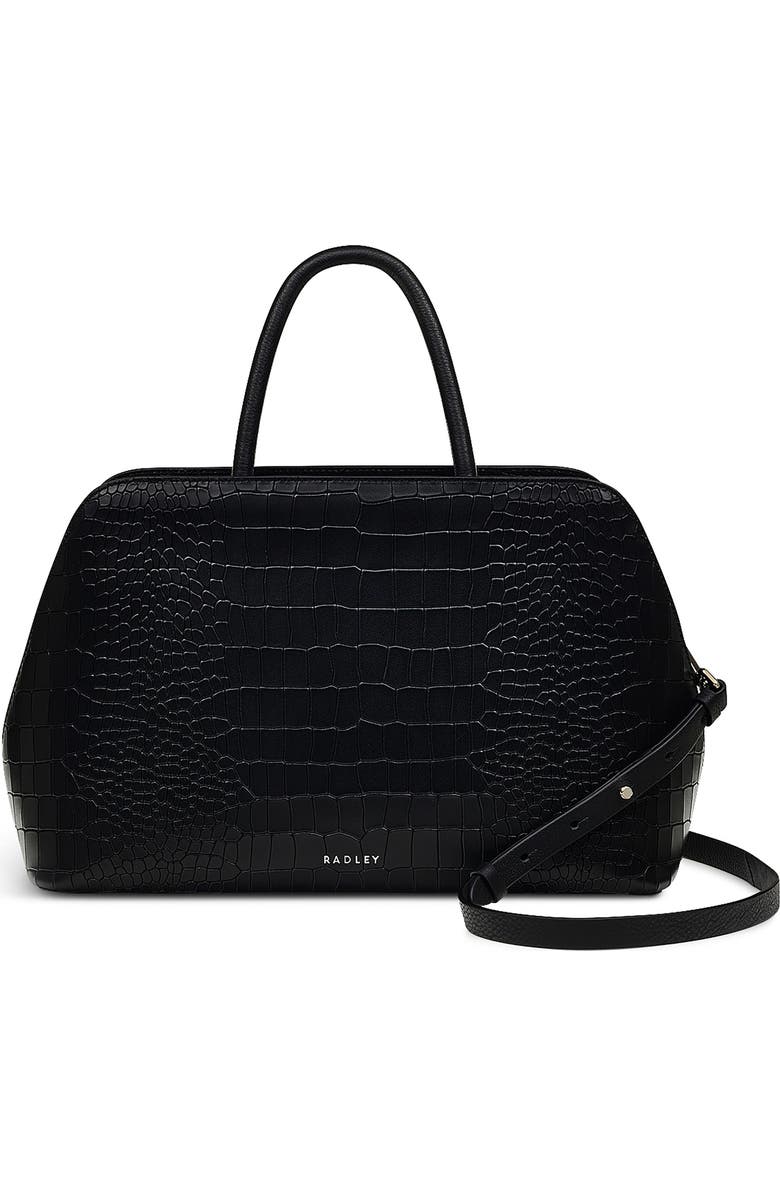 Radley Liverpool Street Croc Embossed Crossbody Bag, Main, color, Black