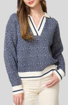 Split Johnny Collar Sweater