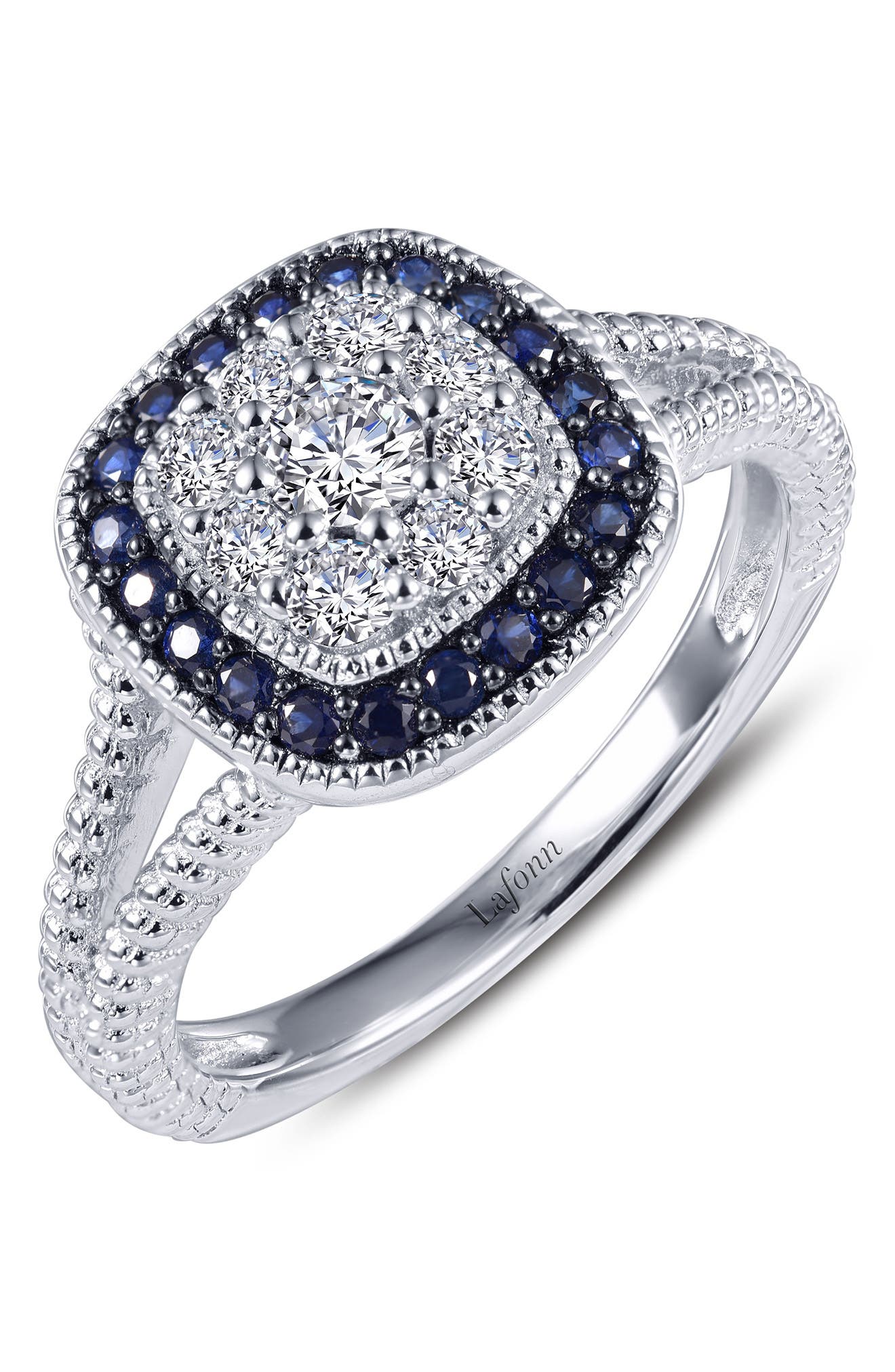 Lafonn Sterling Silver Split Shank Lab Grown Sapphire & Simulated ...