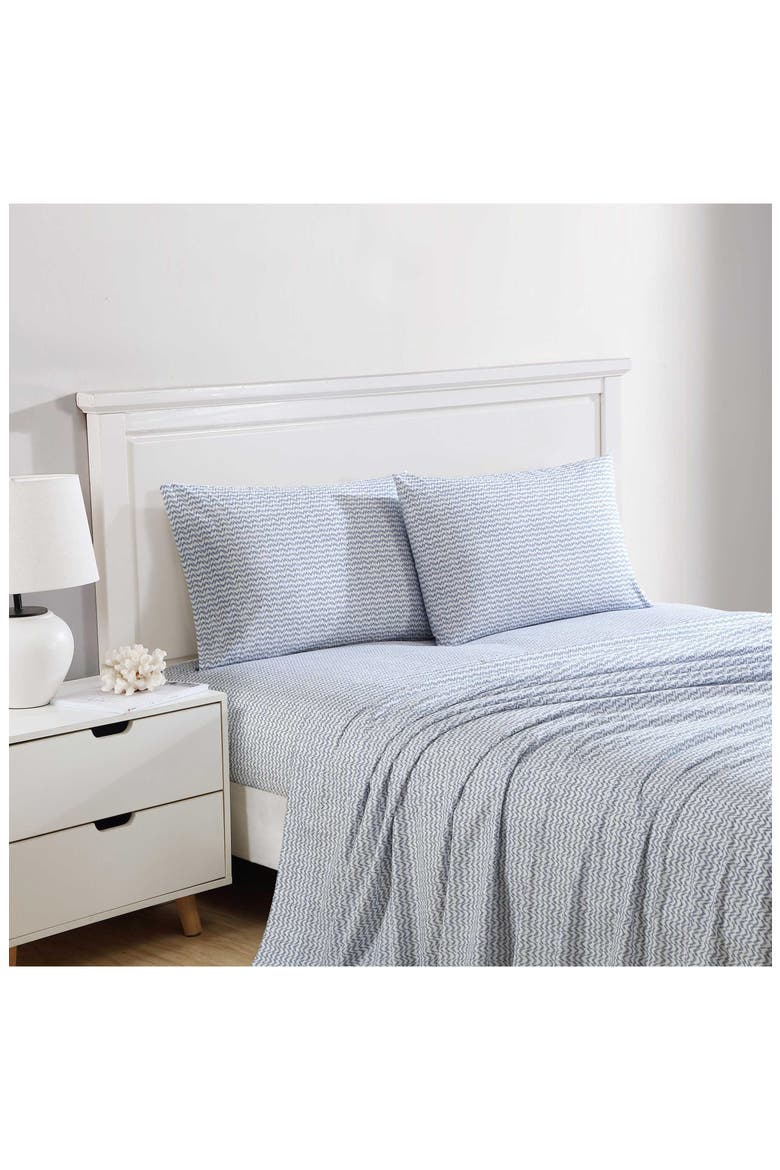 Ikat Wave 200 Thread Count Cotton Percale Sheet Set, Alternate, color, BLUE