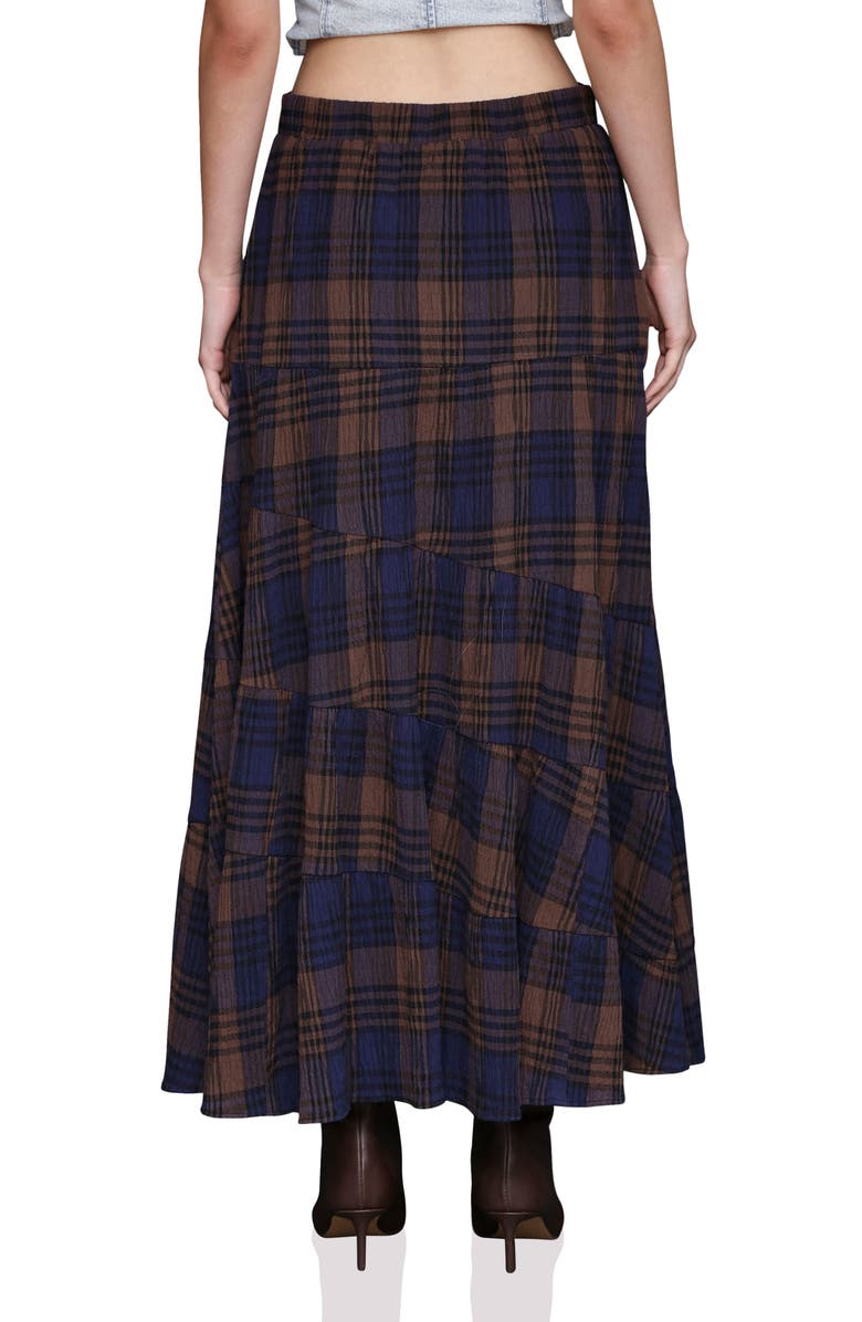 Avec Les Filles Plaid Cotton Tiered Maxi Skirt, Alternate, color,