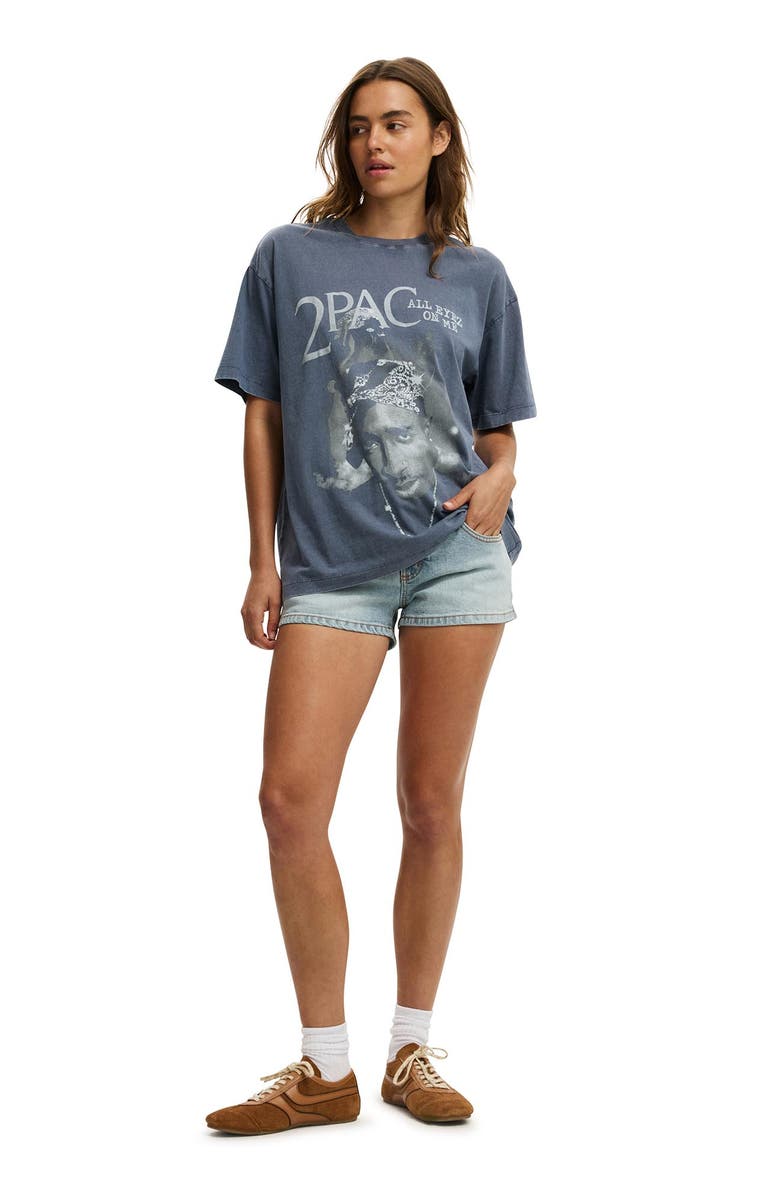 Cotton On Women's The Lcn Music Boxy Graphic Tee, Alternate, color, Tupac Collegiate Blue