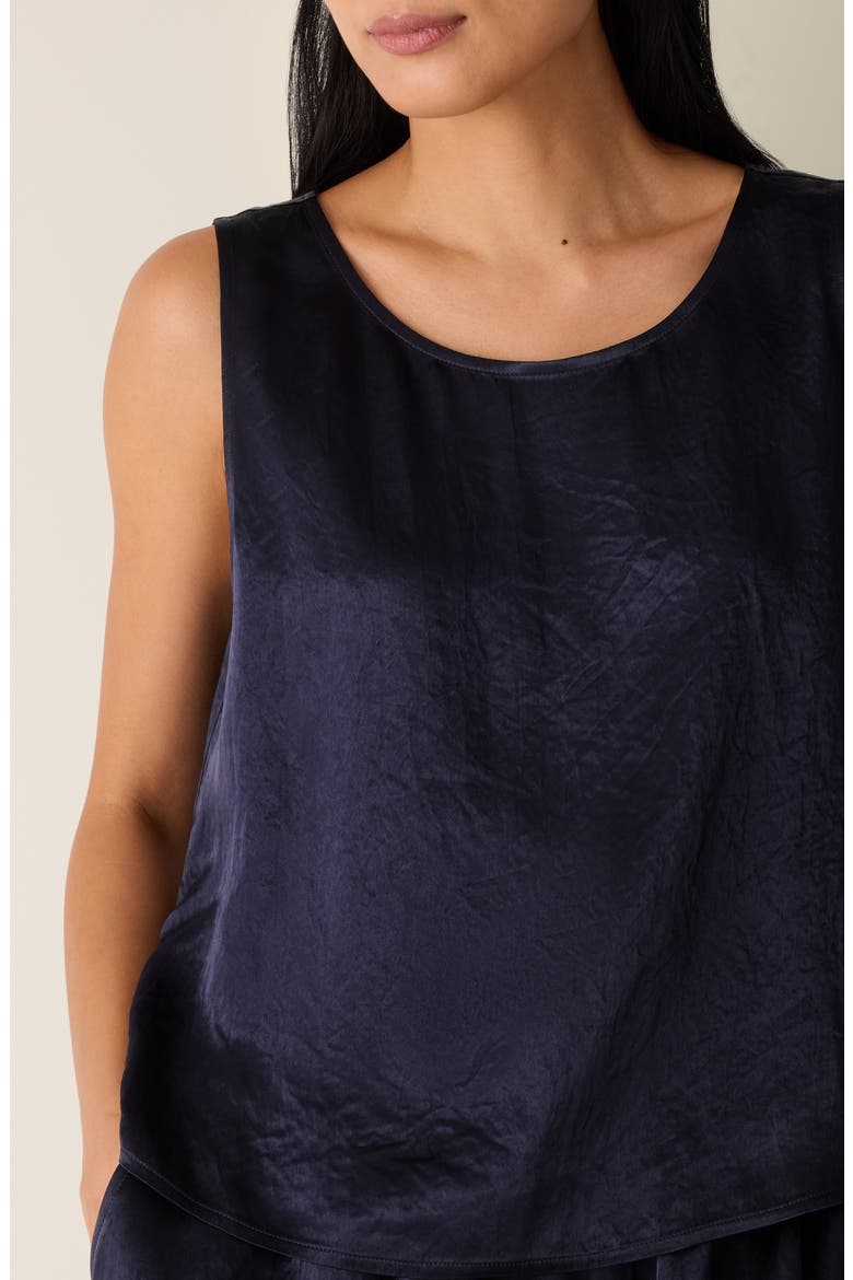 Crinkle Satin Shell Top, Alternate, color, INK