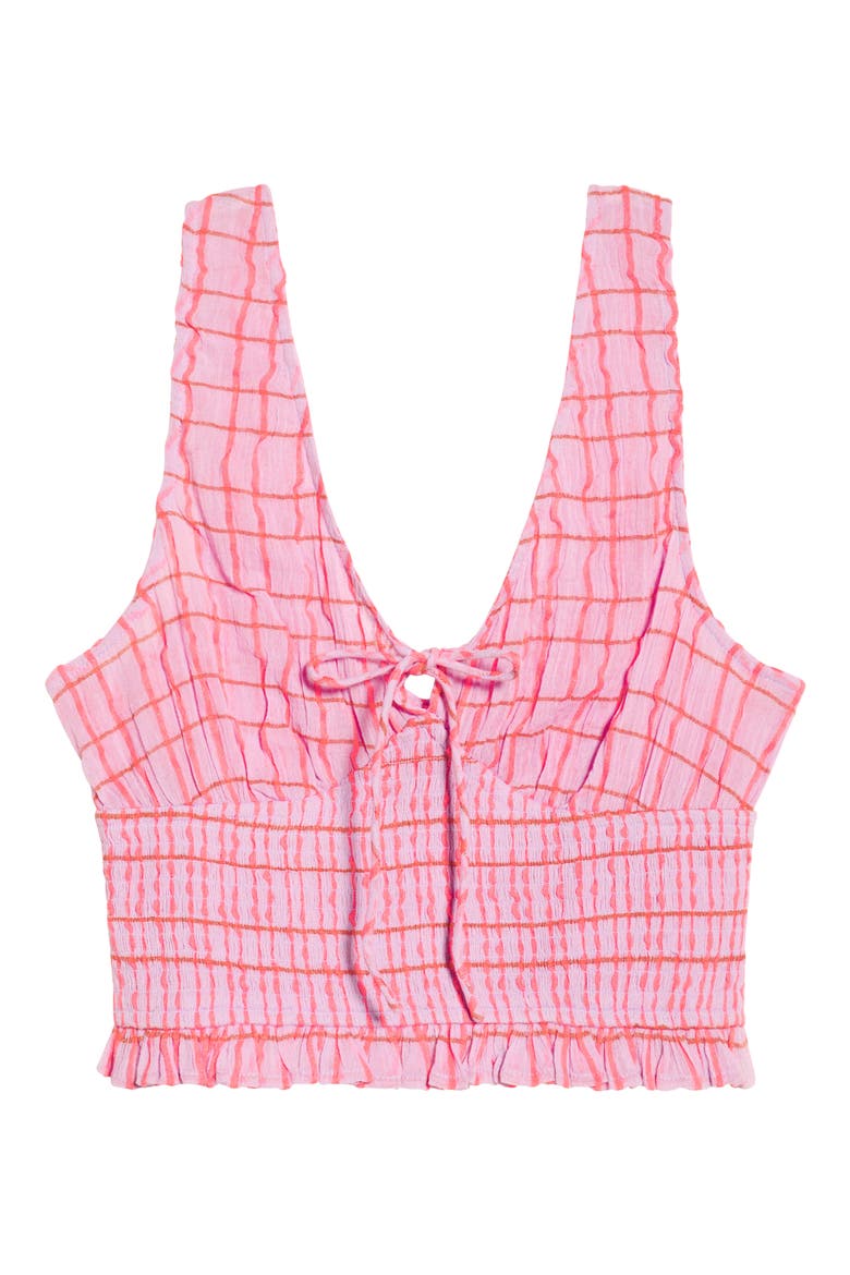 Paradise Check Cotton Blend Crop Tank, Alternate, color, PINK