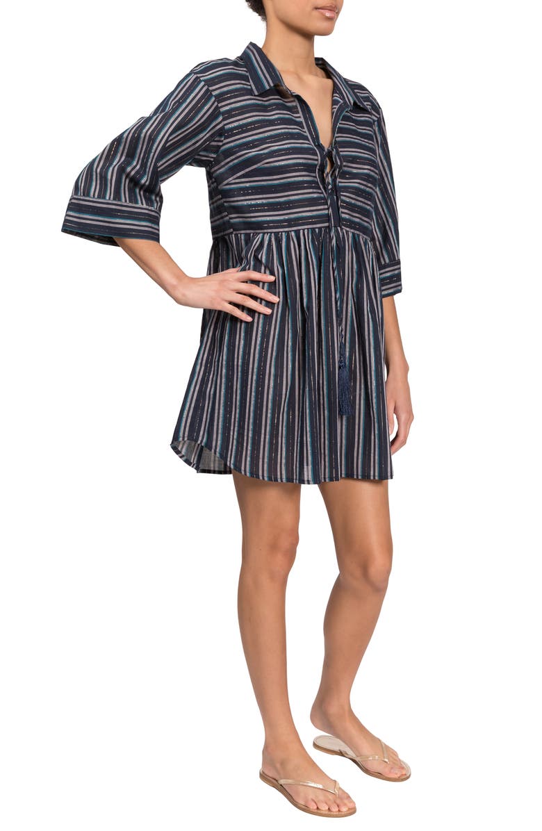 Everyday Ritual Georgina Stripe Cover-Up Minidress, Alternate, color, Midnight Stripe