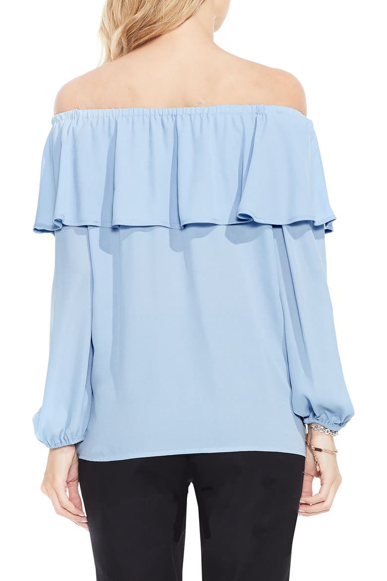 Ruffle Off the Shoulder Blouse, Alternate, color, CAMEO BLUE