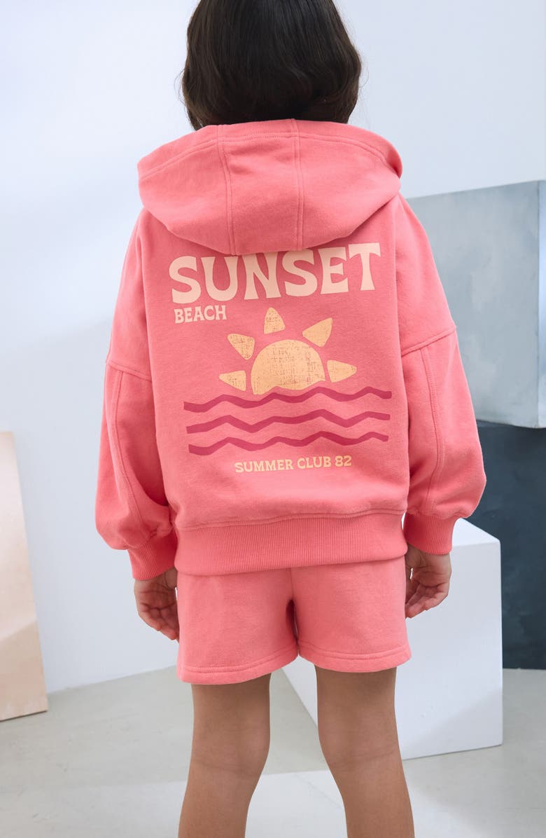 NEXT Kids' Sunset Zip-Up Cotton Graphic Hoodie, Alternate, color, Orange
