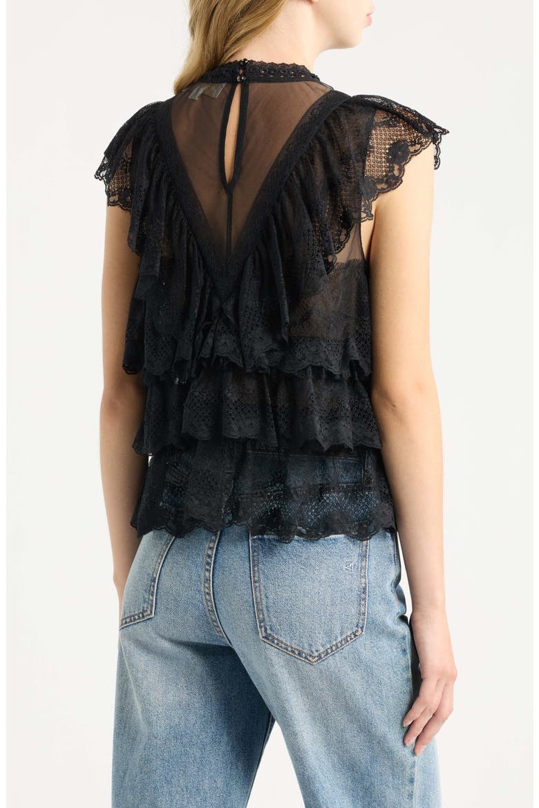 Eden Ruffle Lace Top, Alternate, color, BLACK